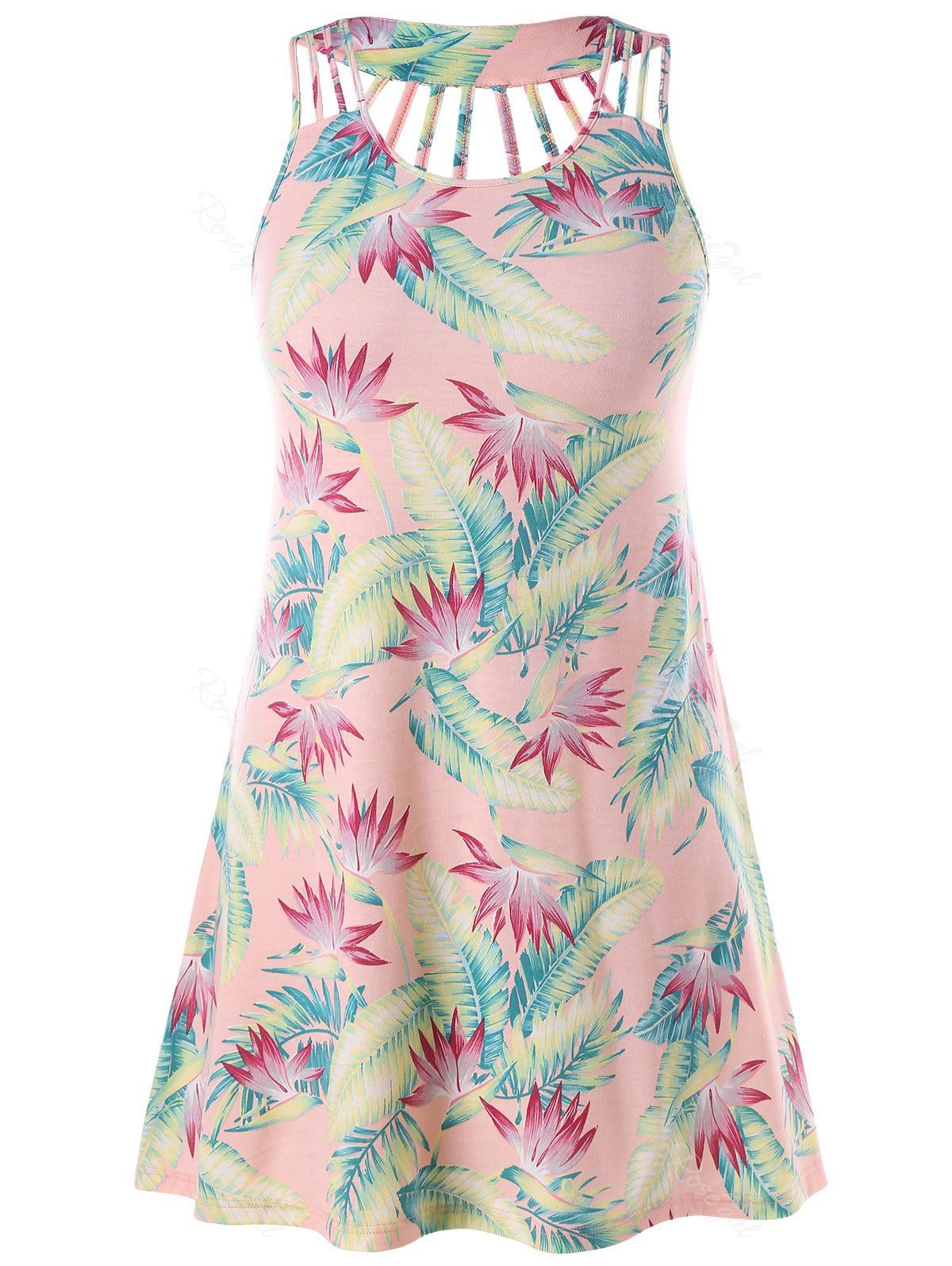 

Strappy Plus Size Print Sundress, Pink bubblegum