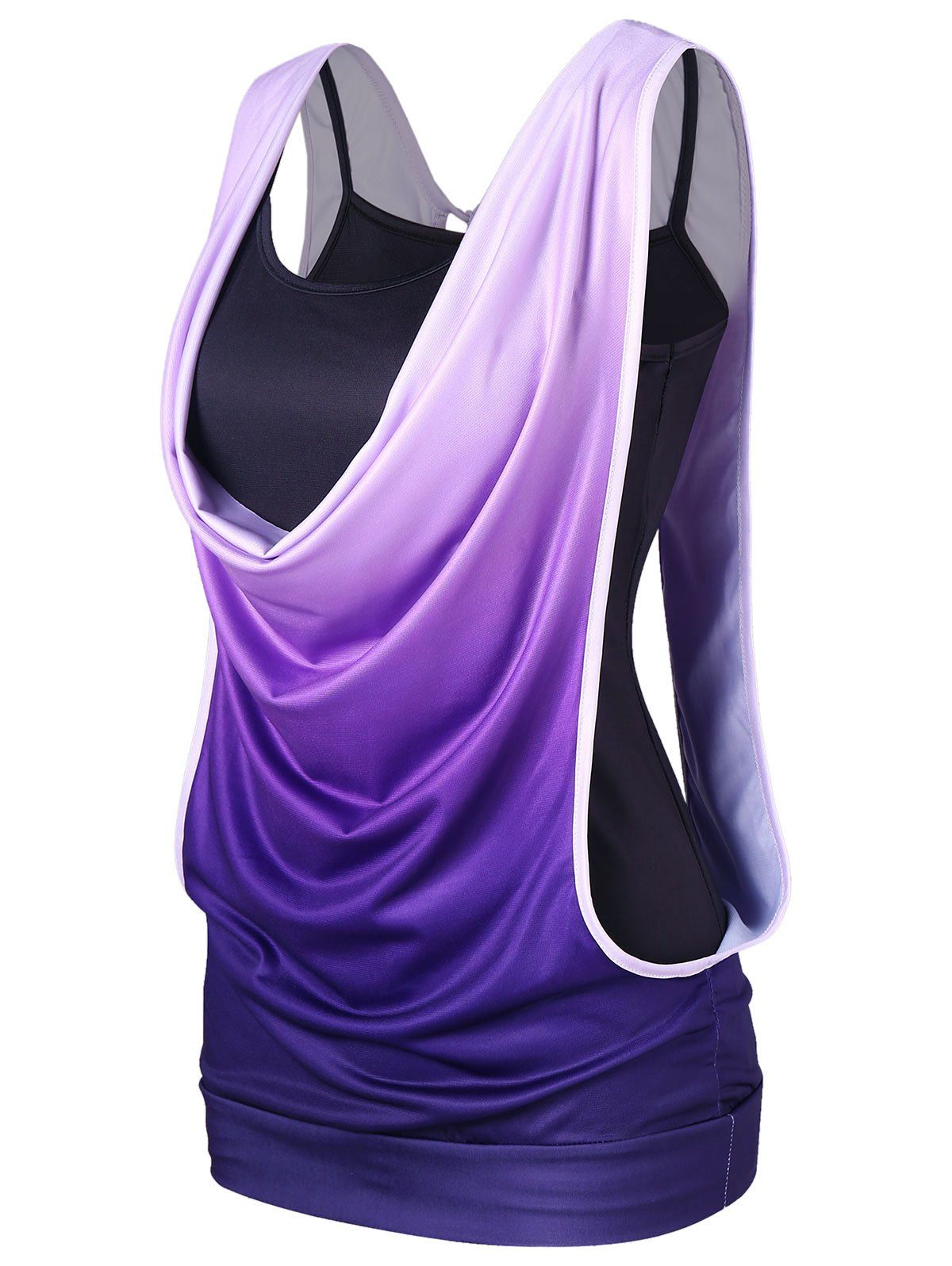 

Ombre Cowl Neck Two Piece Tank Top, Purple