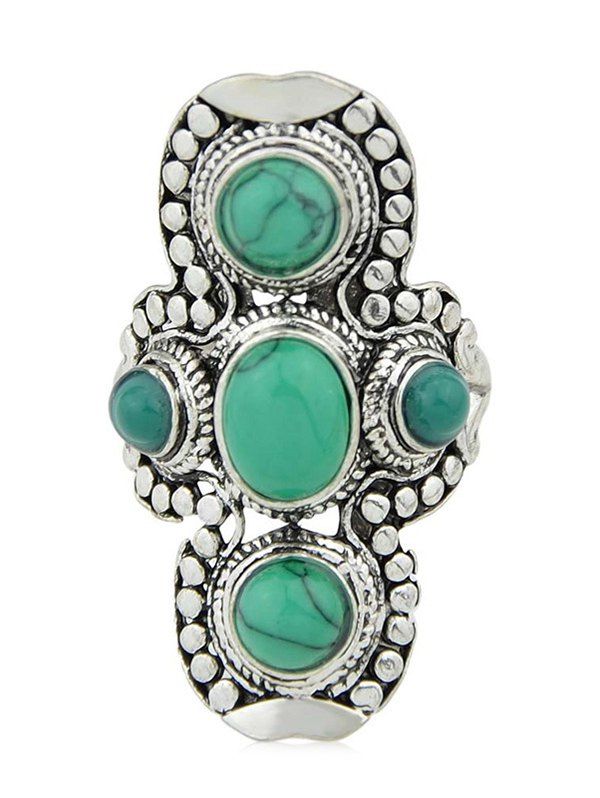 

Carved Metal Faux Stone Decorative Ring, Blue green
