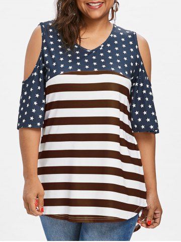 off shoulder american flag shirt