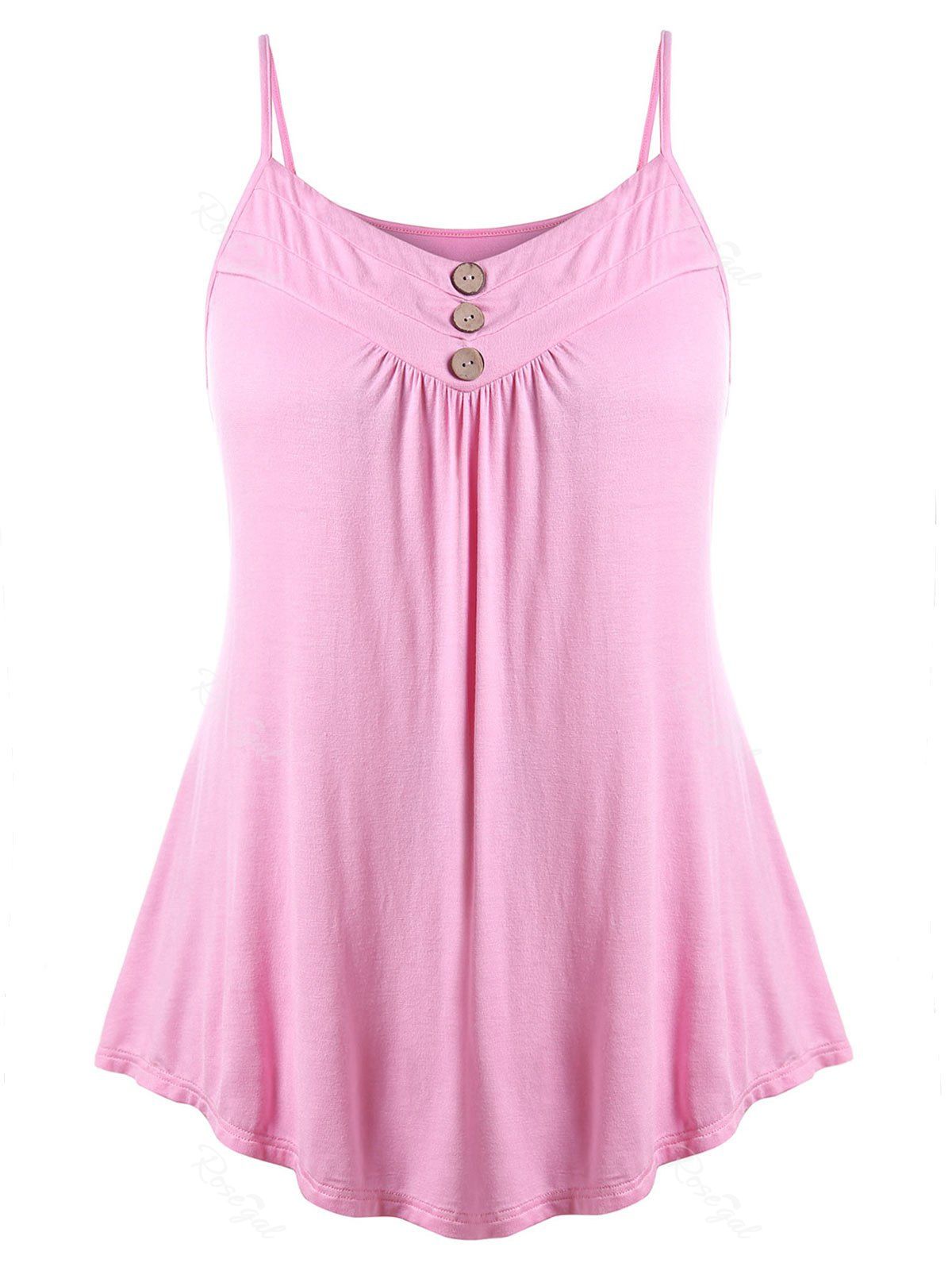 

Plus Size Button Embellished Slip Tank Top, Light pink