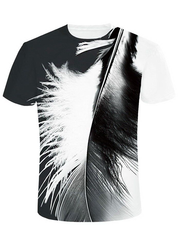 

Double-sided Feather Print Tee Shirt, Black