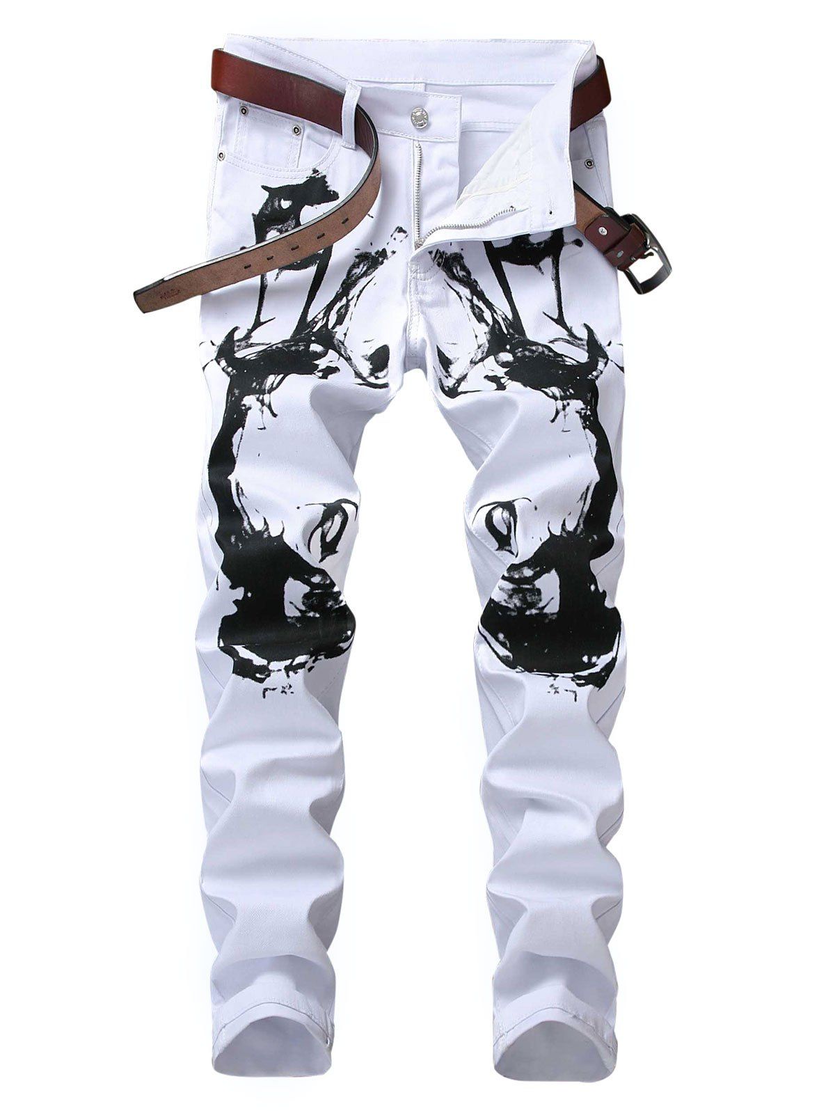 

Graphic Print Slim Fit Jeans, White