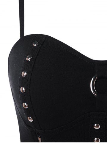 

Rivet Zipper Punk Cami Top, Black