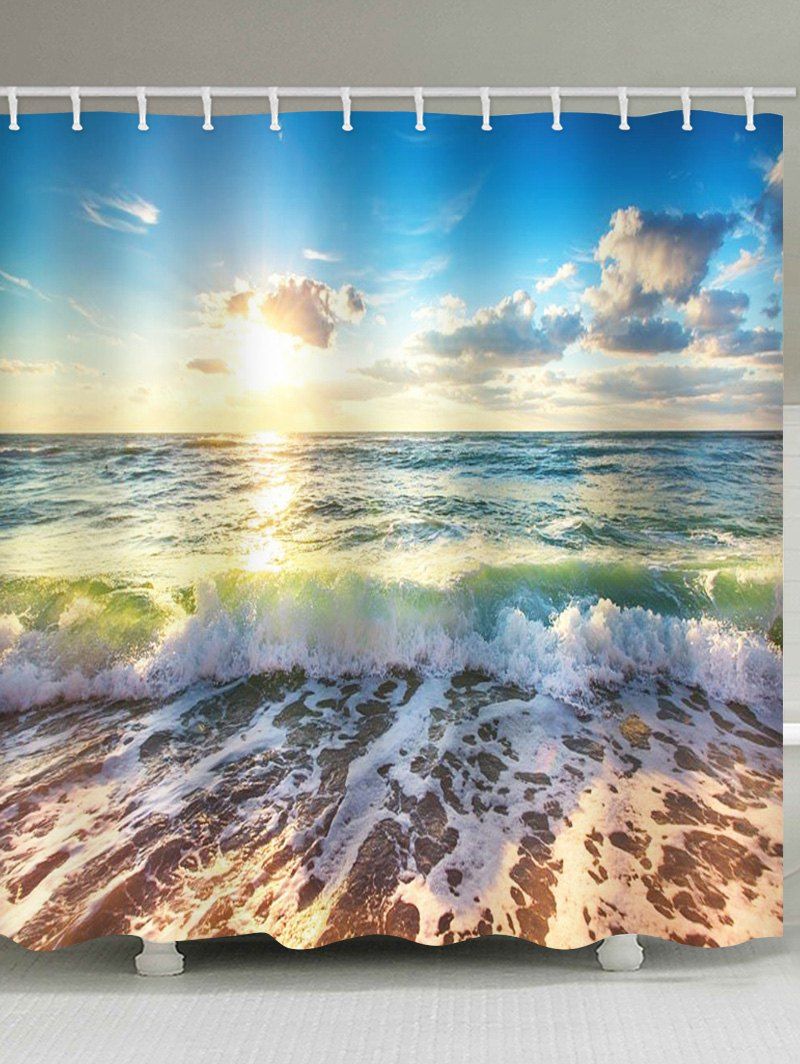 

Sunshine Waves Print Waterproof Shower Curtain, Multi