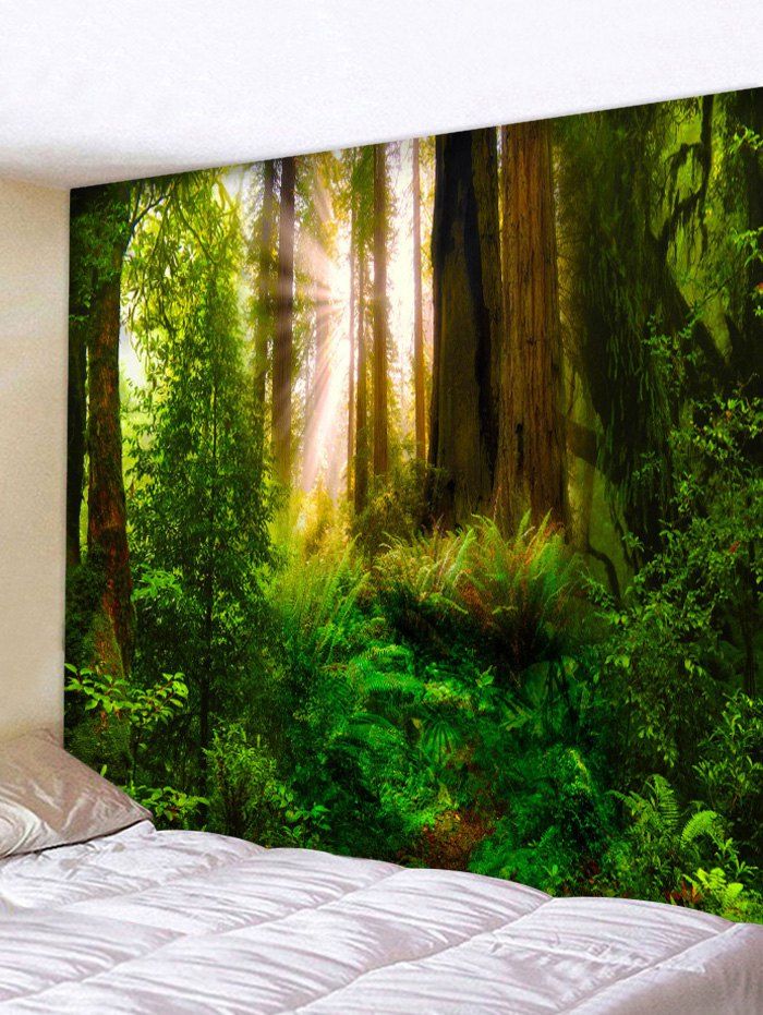 

Sunlight Through Trees Print Wall Hanging Decor Tapestry, Forest green