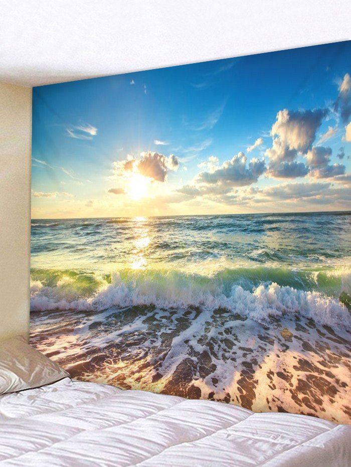 

Sunshine Sea Waves Print Wall Hanging Tapestry, Multi