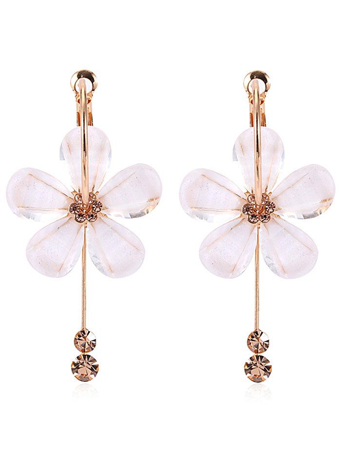 

Artificial Diamond Flower Shaped Hanging Earrings, White