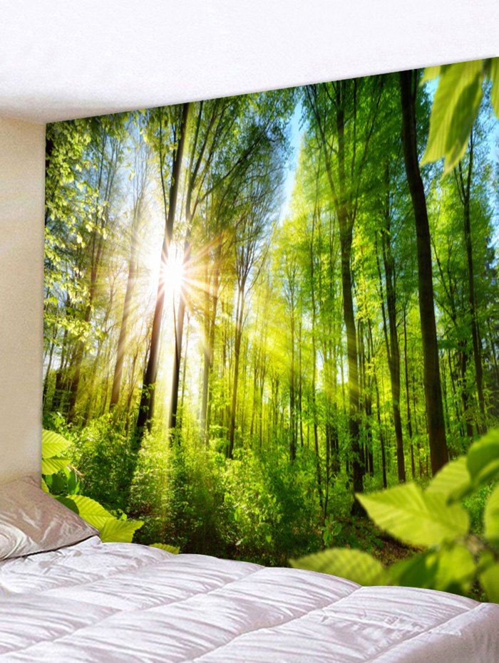 

Sunlight Forest Print Wall Hanging Tapestry, Forest green