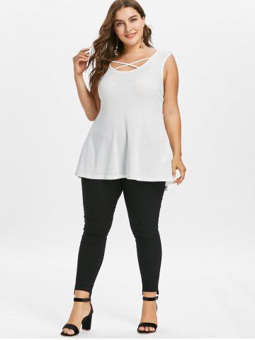 

Plus Size Cut Out Butterfly Top, White