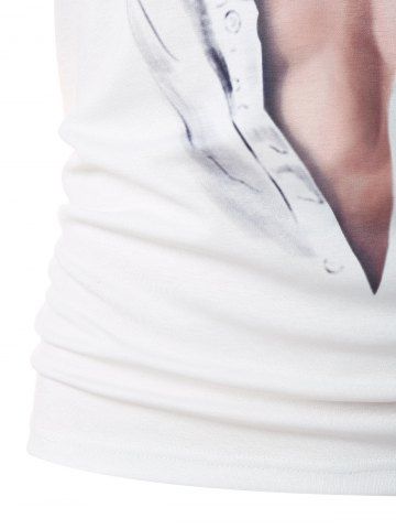 

3D Muscle Print Casual Tee, White