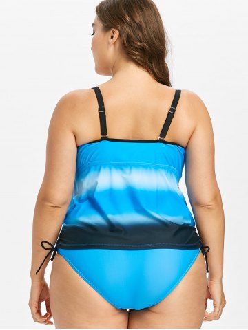 

Plus Size Color Block Tankini Set, Blue