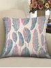 Ombre Feathers Print Decorative Linen Sofa Pillowcase -  