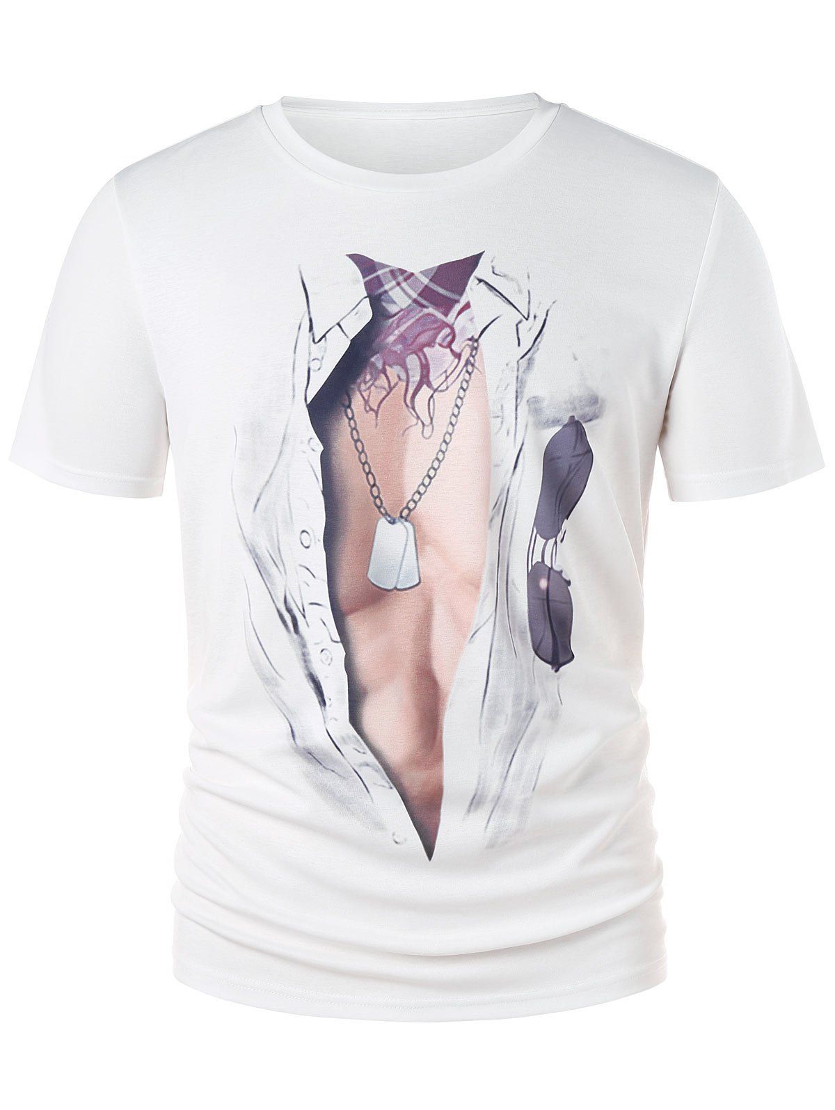 

3D Muscle Print Casual Tee, White