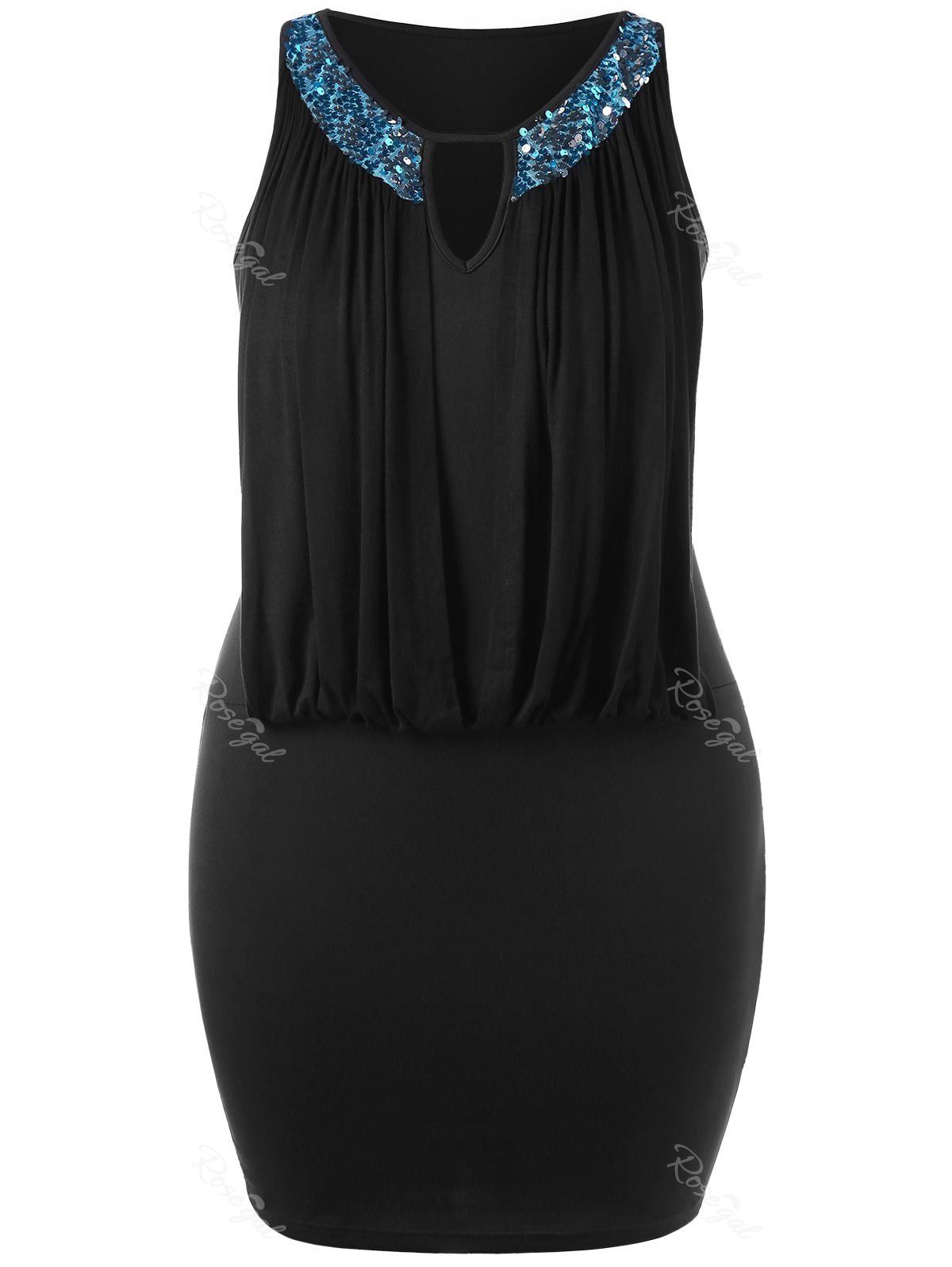 

Keyhole Neck Plus Size Bodycon Dress, Black