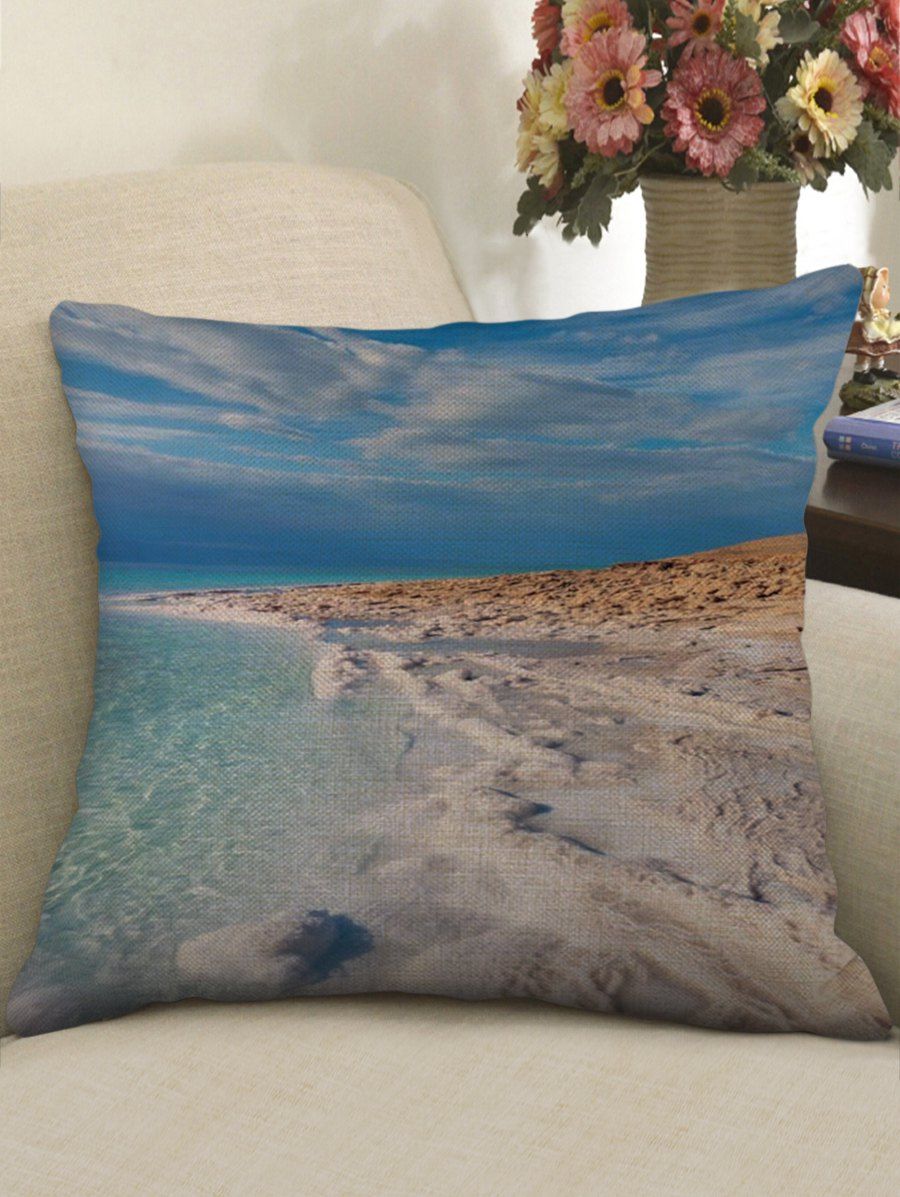 

Fine Day Beach Print Decorative Linen Sofa Pillowcase, Multi
