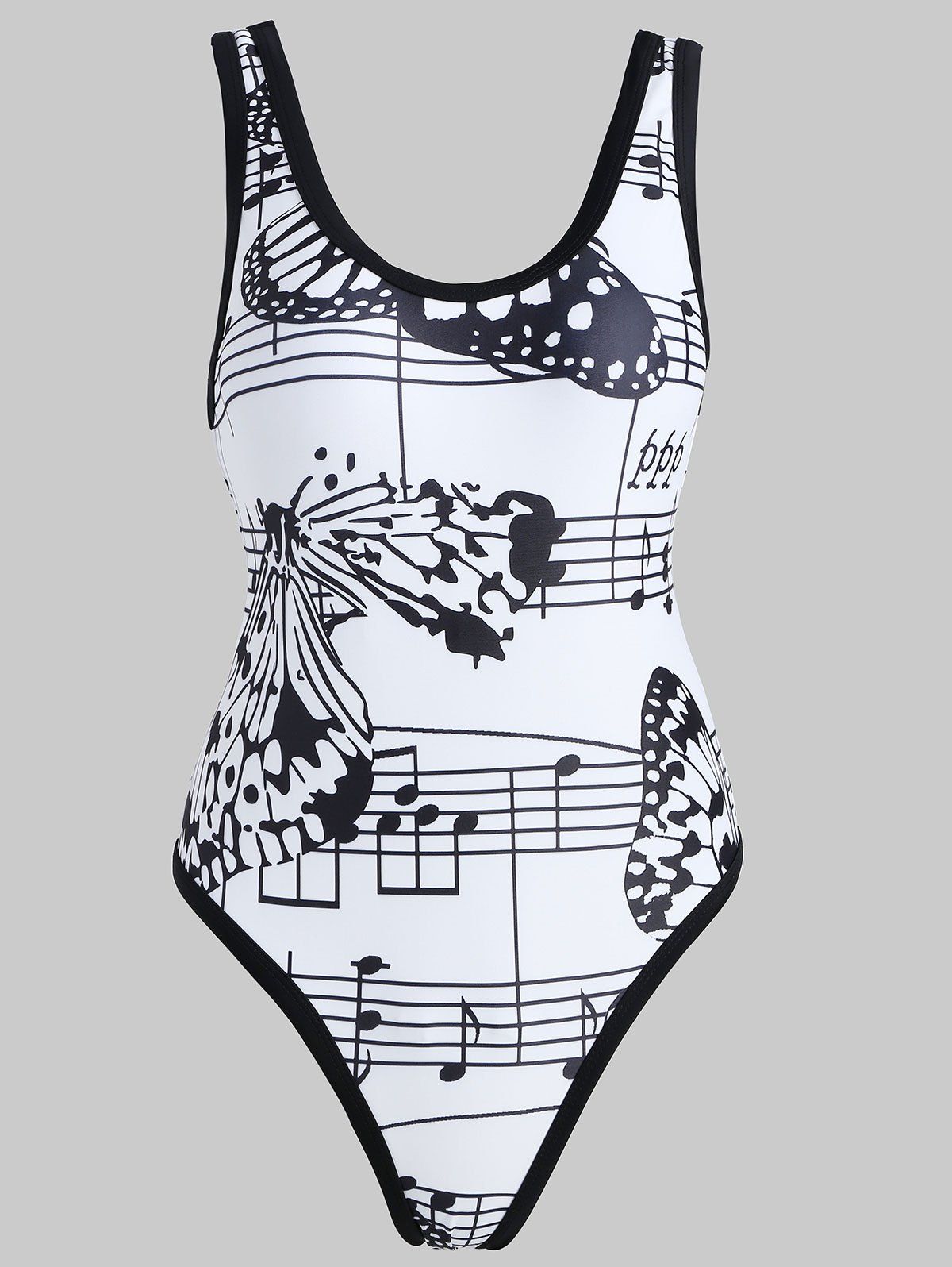 

Musical Notes Butterflies One Piece Swimwear, White