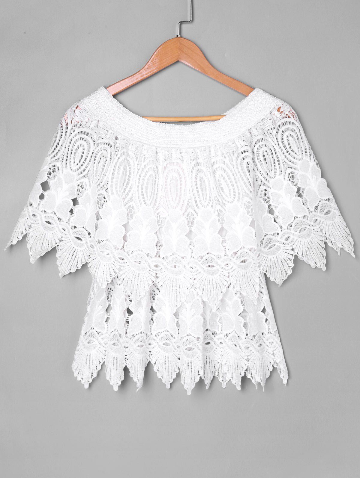 

Lace Layered Cape Blouse, White