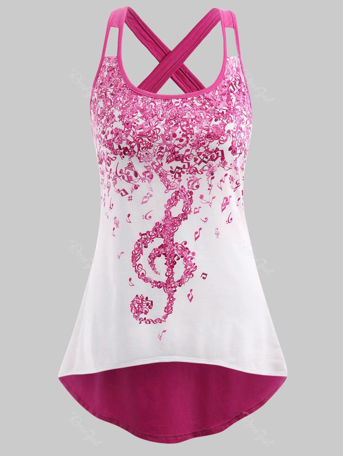 

Plus Size Musical Notes High Low Tank Top, Pink lemonade