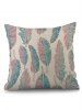 Ombre Feathers Print Decorative Linen Sofa Pillowcase -  