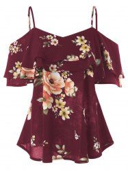 Blouse à Bretelle Fine à épaules Nues à Imprimé Floral -  