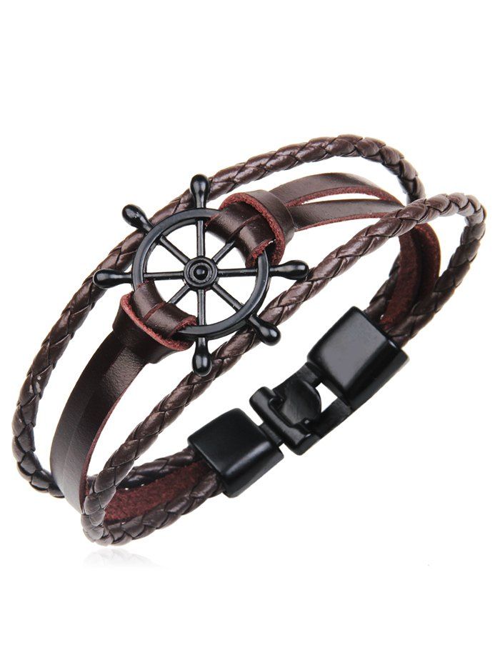 

PU Leather Rudder Layered Bracelet, Camel brown