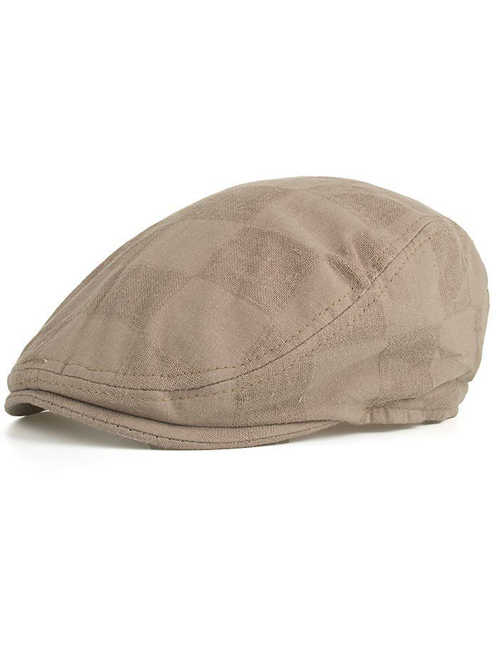 

Plaid Pattern Decorative Ivy Hat, Light khaki