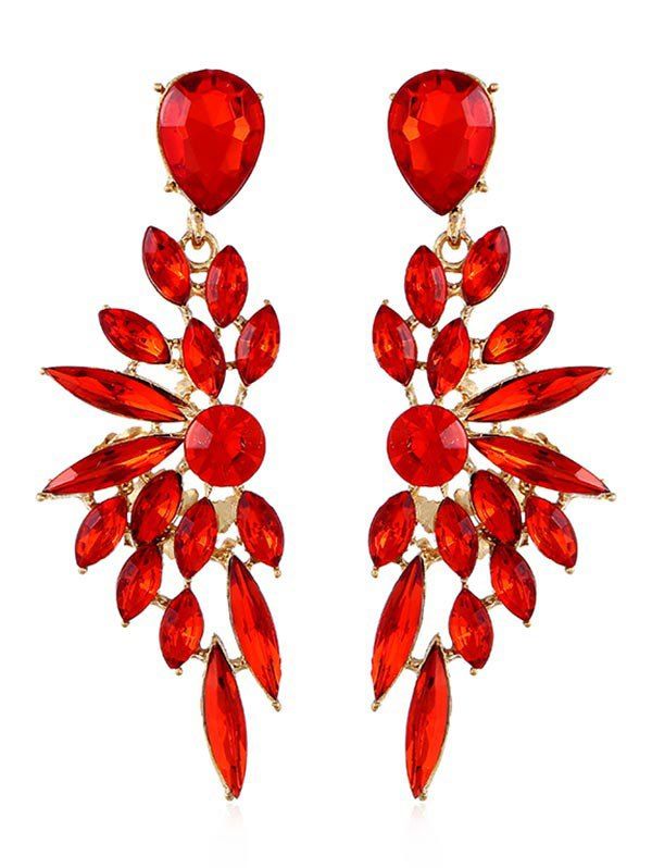 

Rhinestone Embellished Statement Stud Drop Earrings, Red