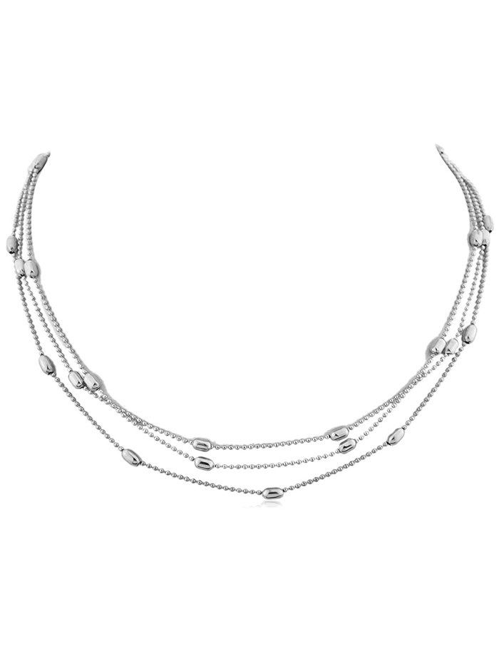 

Beads Alloy Layered Necklace, Silver