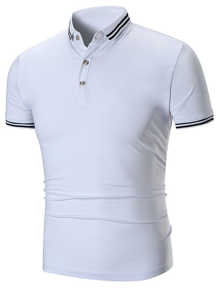 

Contrast Color Stripe Trim Short Sleeve Polo T-shirt, White