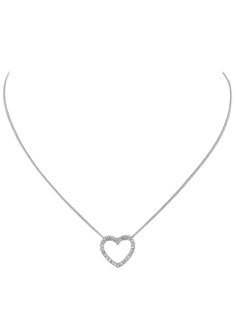 

Rhinestone Heart Alloy Chain Pendant Necklace, Silver