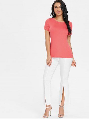 

Cut Out Back Short Sleeve T-shirt, Watermelon pink