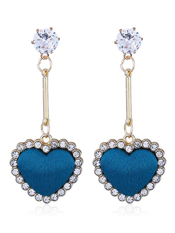 

Faux Crystal Heart Stud Drop Earrings, Blue