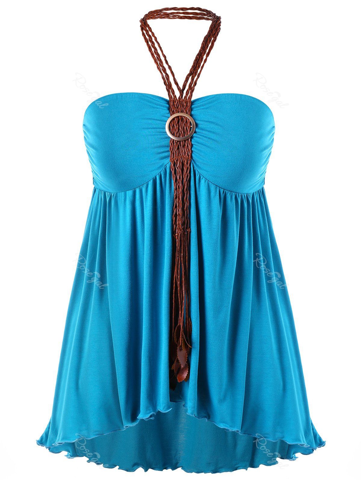 

Plus Size Halter High Low Tank Top, Blue