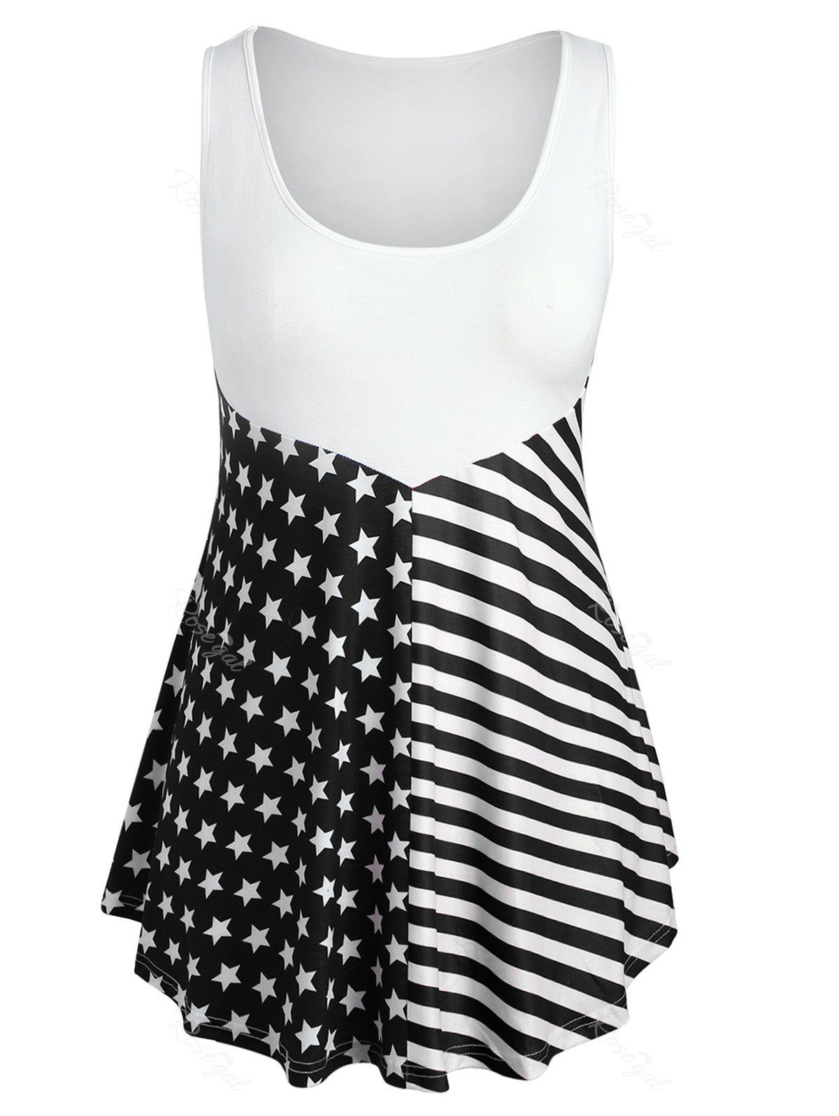 

Plus Size Patriotic American Flag Tank Top, Black