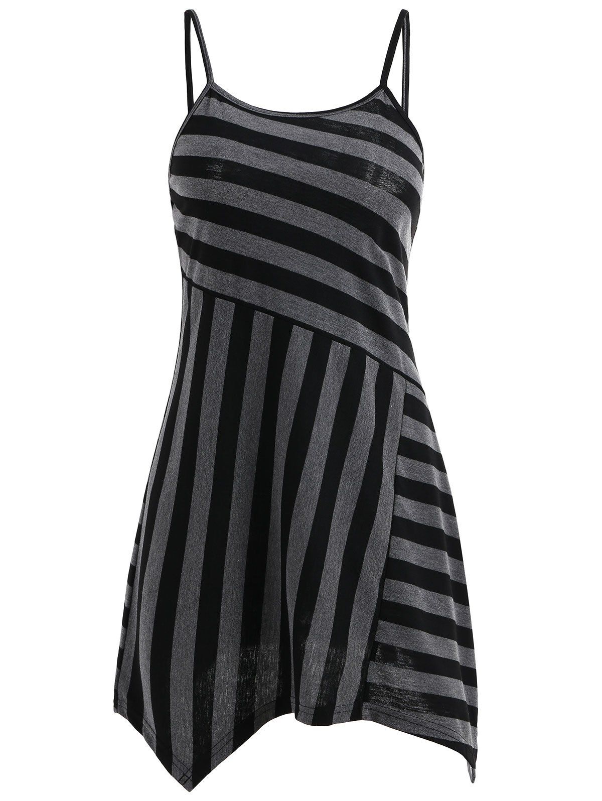 

Striped Slip Asymmetrical T-shirt, Gray