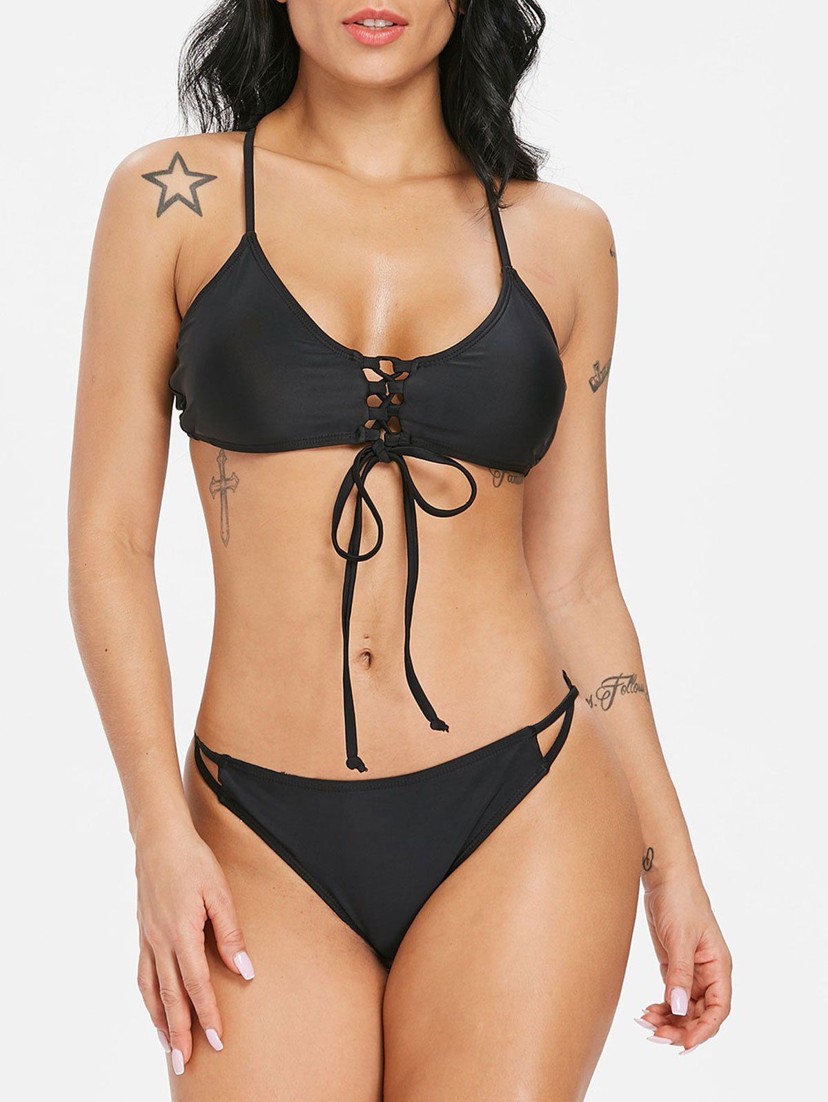 

Criss Cross Strappy Bikini, Black