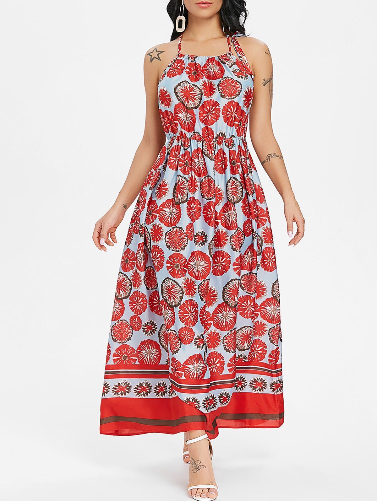 

Bohemian Printed Long Dress, Chestnut red