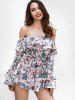 Ruffle Insert Floral Print Romper -  