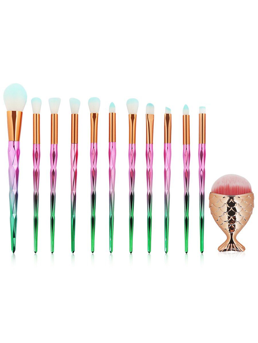 

Set of 12Pcs Gradient Color Handle Ultra Soft Makeup Brush Set, Aquamarine