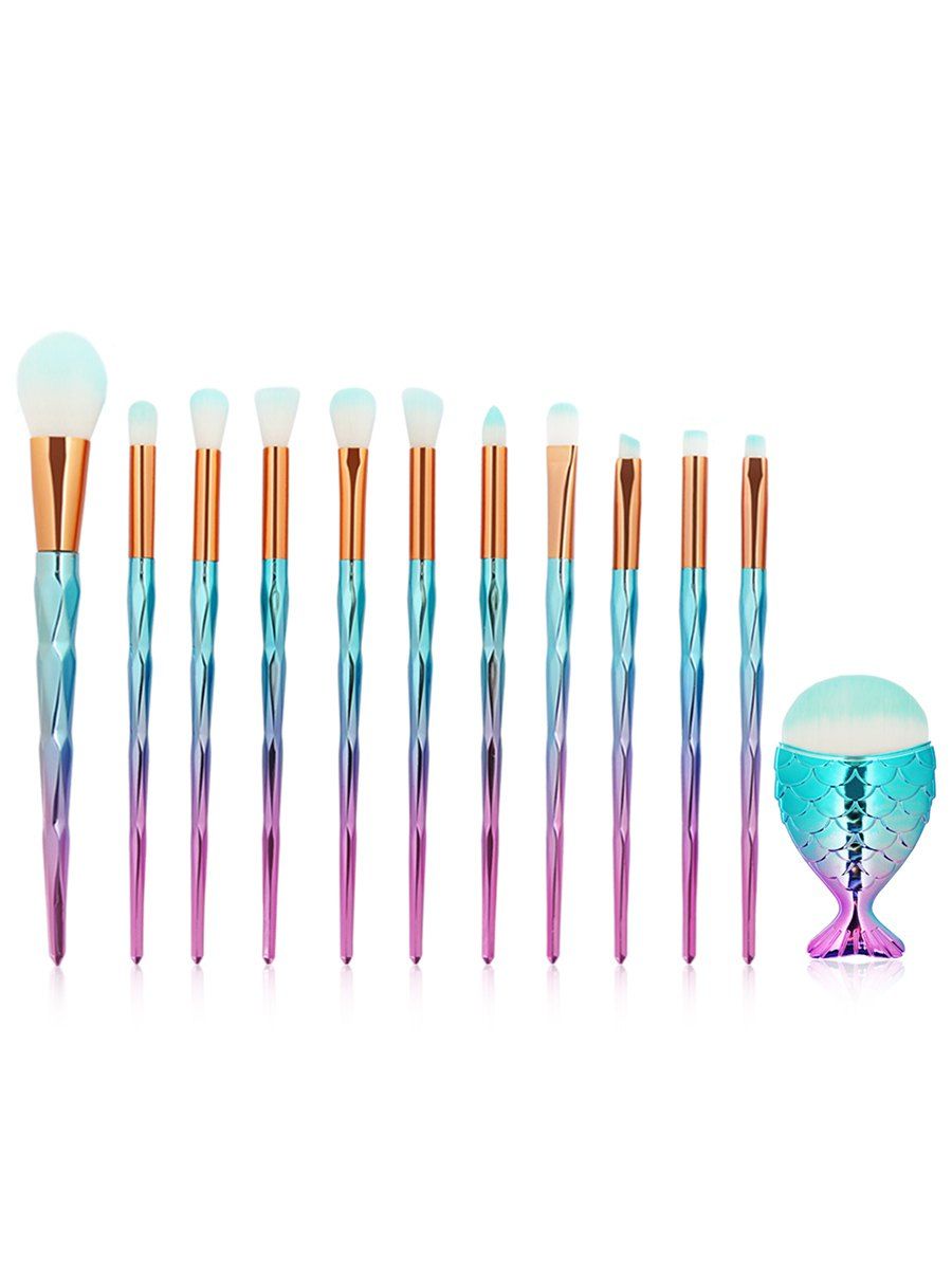 

Set of 12Pcs Gradient Color Handle Ultra Soft Makeup Brush Set, Sky blue