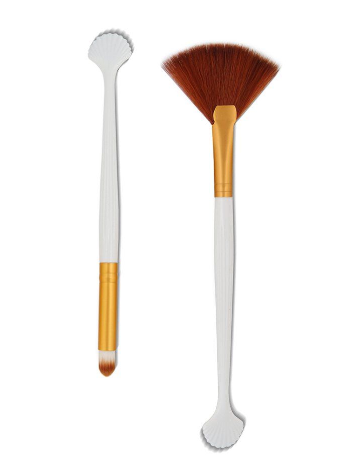 

Professional 2Pcs Shell Shaped Ultra Soft Eyeshadow Powder Brush, Gold