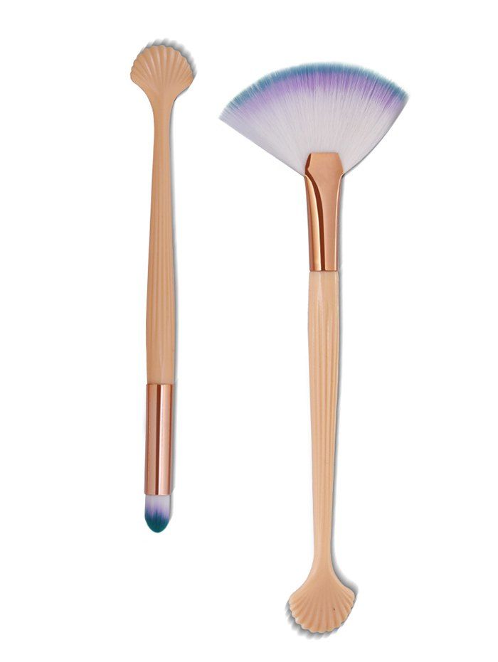 

Professional 2Pcs Shell Shaped Ultra Soft Eyeshadow Powder Brush, Deep peach