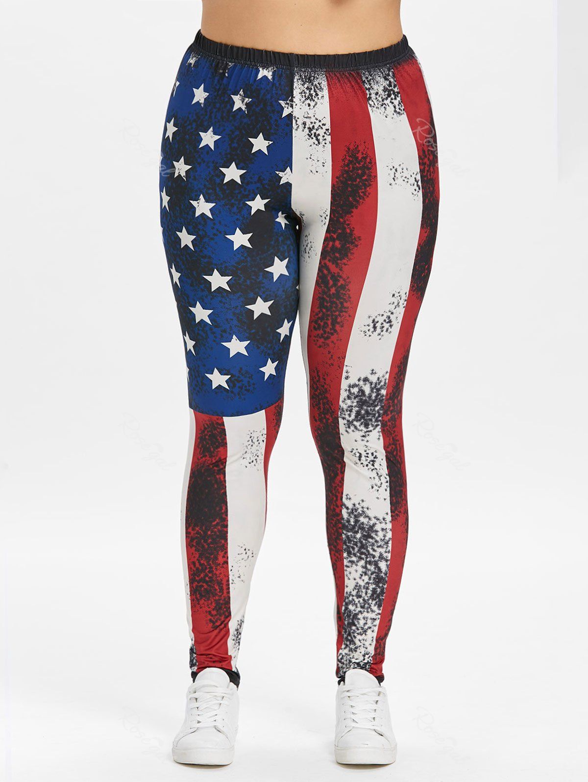 

Plus Size Splatter Paint Patriotic Leggings, Multi