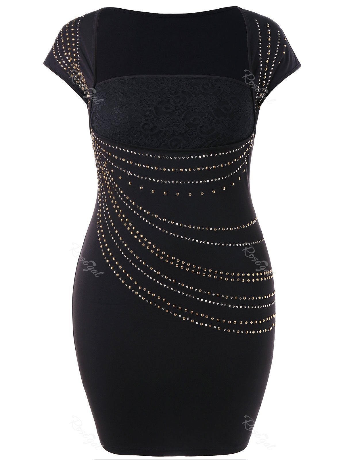 

Beaded Detail Plus Size Bodycon Dress, Black