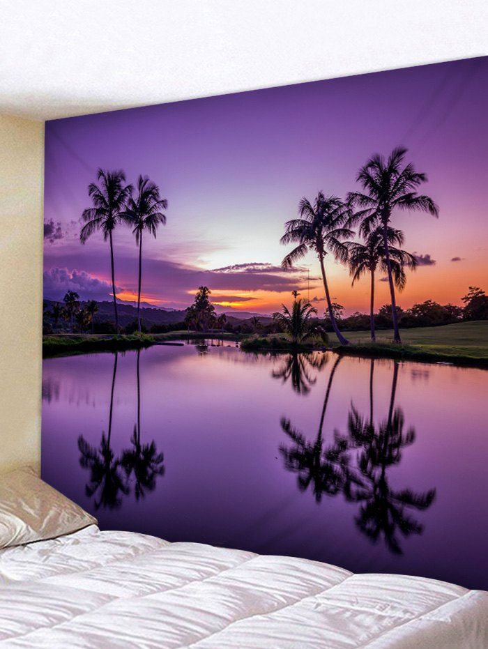 

Sunset Purple River Print Wall Hanging Tapestry, Tyrian purple