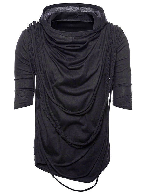 

Irregular Hem Hip-hop Hoodie T-shirt, Black