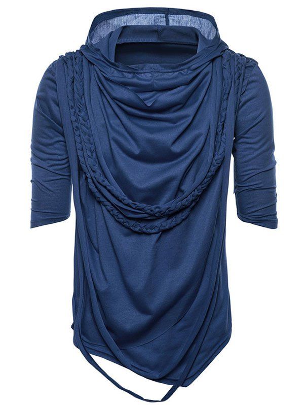 

Irregular Hem Hip-hop Hoodie T-shirt, Blue jay