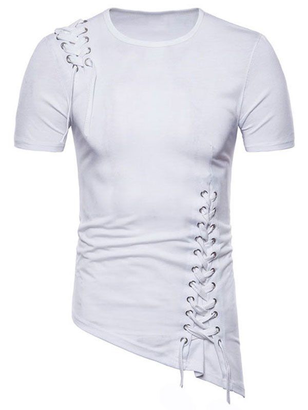 

Oblique Hem Criss Cross T-shirt, White