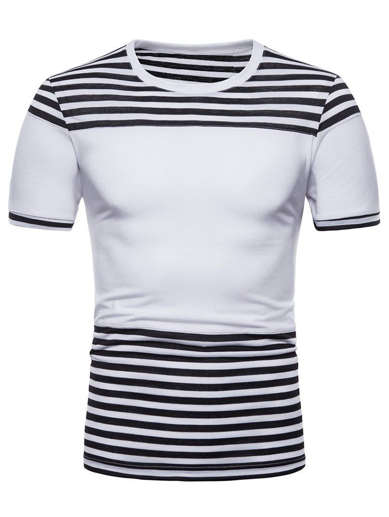 

Short Sleeve Striped Crew Neck T-shirt, White